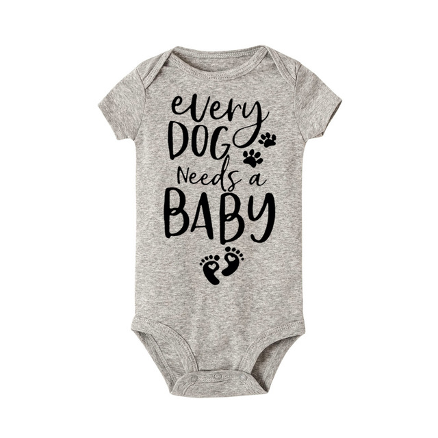 Casual Newborn Kids Baby Girls Boys Every Dog Beeds a Baby Footprint Short Sleeve Romper Jumpsuit Outfit Summer Baby Clothes