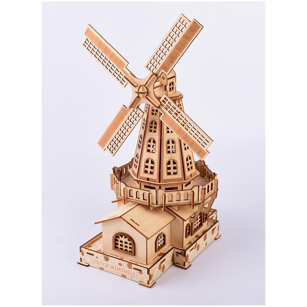 Beroemde Nationale Attracties Hoge Precisie Lasersnijden Puzzel 3D Houten Puzzel Modelbouw Kits-Nederlandse Windmolen: Windmill