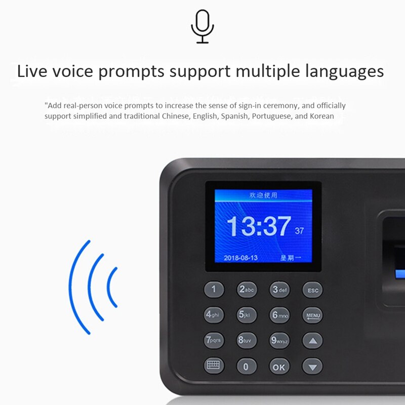 Máquina de asistencia biométrica para huellas dactilares, máquina de tiempo de asistencia para huellas dactilares, grabadora de tiempo, enchufe europeo