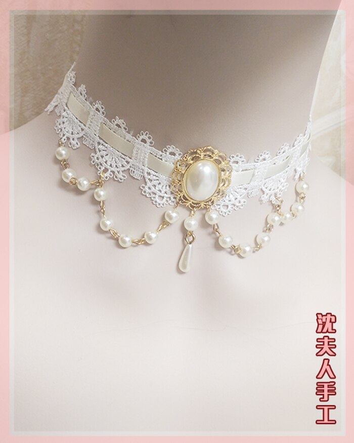 Originele Lolita Ketting Gem Parel Kant Ketting Lint Accessoires Ornamenten Gadget