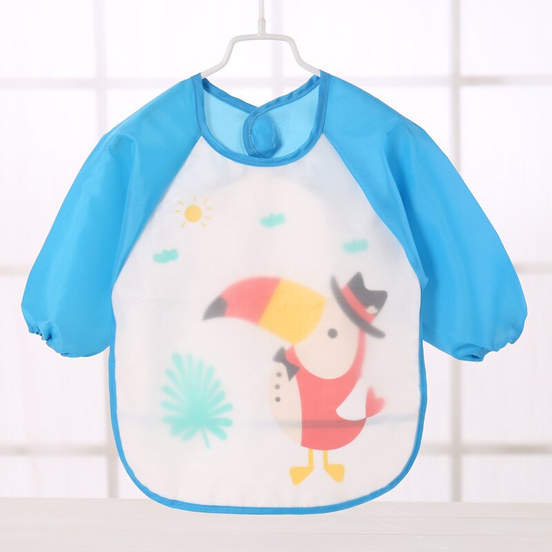 Bavoirs Double couche imperméable à manches longues pour bébé, Bandana, tissus de dessin animé bon marché: blue