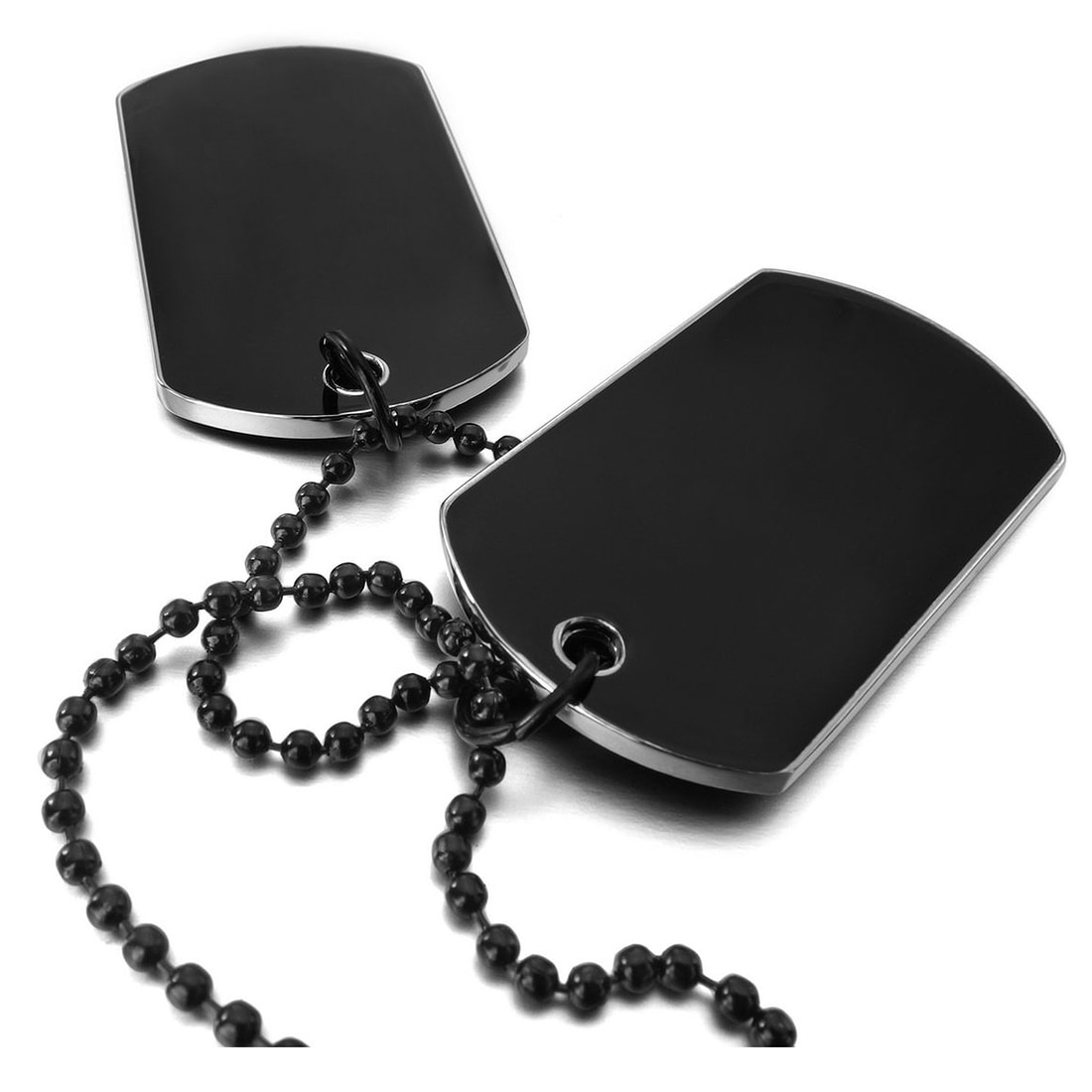 Alliage pendentif collier déclaration argent côté noir armée Biker Style chien Tag plaque chaîne collier pour femmes hommes bijoux