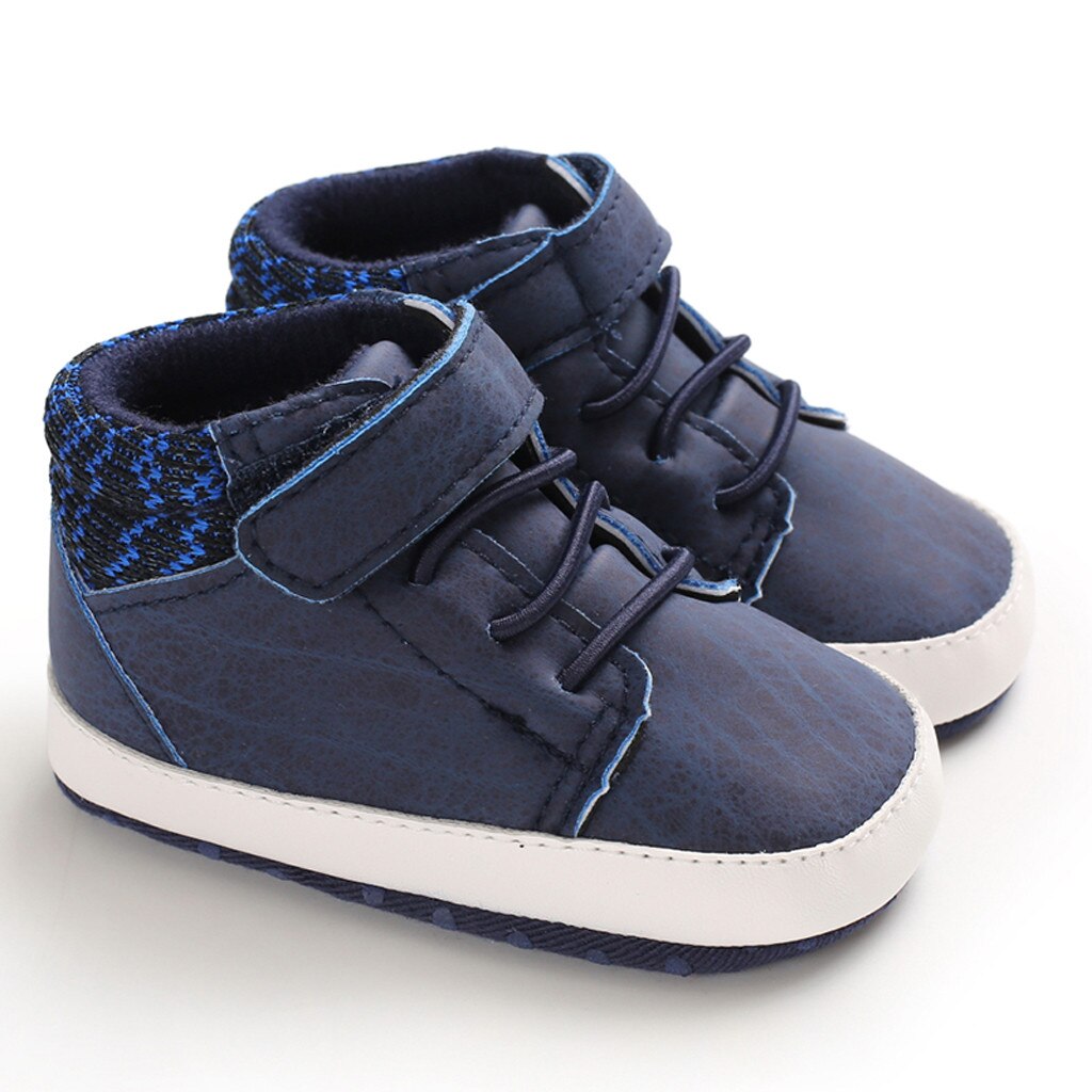 Nyfödd baby flickor pojkar tecknade skor första rullatorer mjuk sula skor sneakers: Blå / 11