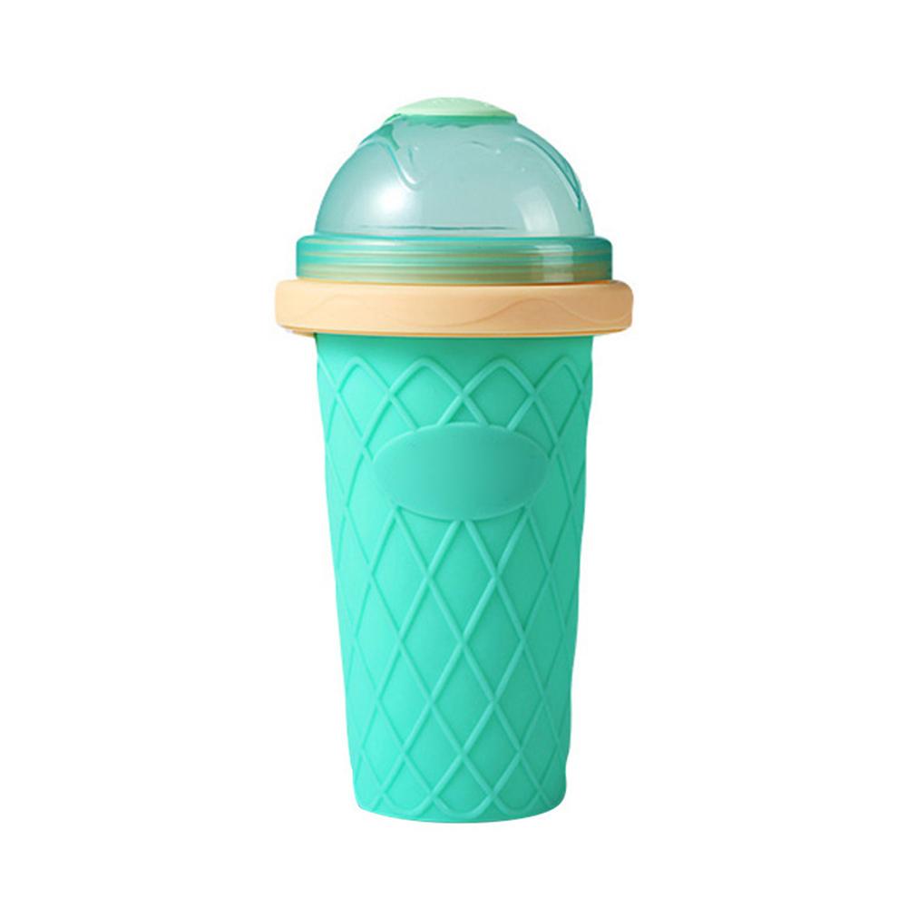 Silicone Smoothie Cup DIY Ice Cream Maker Homemade Double Layer Squeeze Cup Ice Slush Making Bottle Kitchen Tool: Green