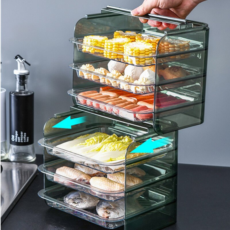 Kitchen Plate Organizer Stackable Cooking Dishes Drawer Tray 3Layer Fruit Vegetables Wall Mount Racks Storage Holder Stand Shelf