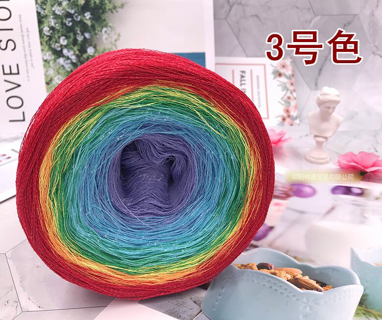300g tårta bollform virkgarn bomull lin space dye stickgarn ylle linne blandat garn handstickning melerad garn  t52: Färg 3