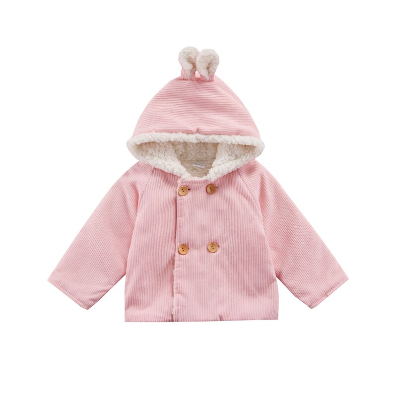 0-24M Leuke Pasgeboren Baby Meisje Lange Mouw Lamswol Warme Corduroy Jas Uitloper Hooded Jas Winter Kleding