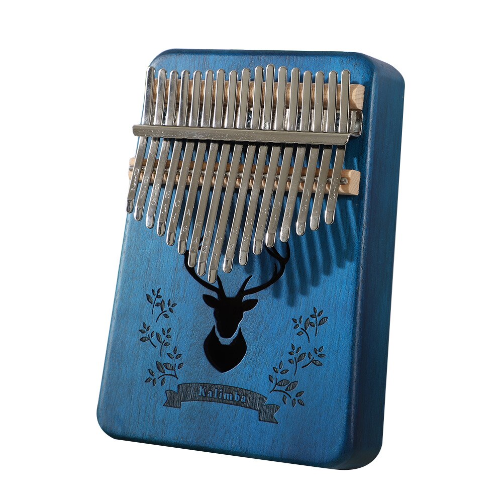 Kalimba 17 Keys Calimba Thumb Piano колимба Mbira Muspor Musical Instrument Mahogany Body With Accessory: Blue