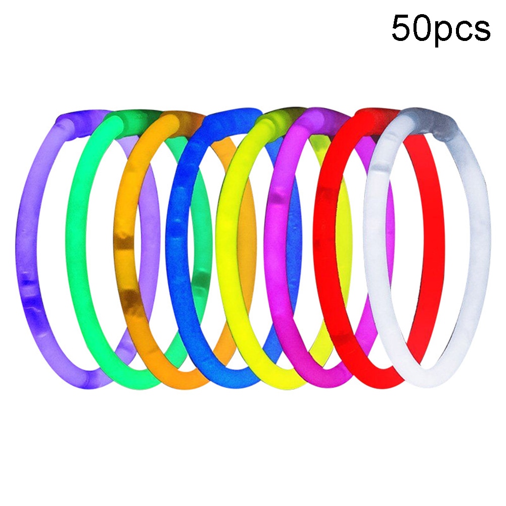 50Pcs 20cm Colorful Luminous Glow Sticks Glowsticks DIY Bracelet Necklace For Party Props Halloween Hiking Decor novelty toys