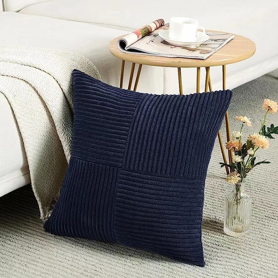 Green Textile Throw Pillow Covers 18x18 Inch for Living Room Couch Bed Sofa Soft Striped Corduroy Square Cushion Case 45x45 Cm