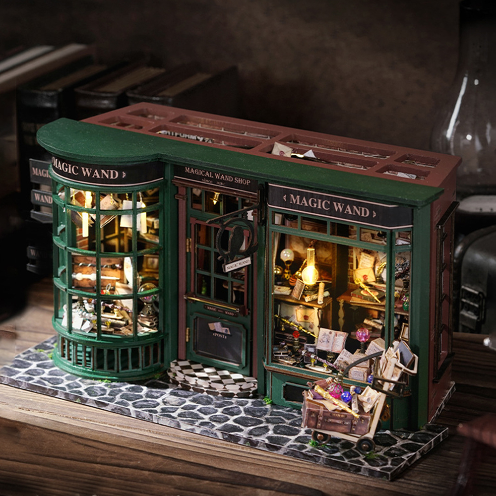 Magic Shop DIY Wooden Dollhouse Miniature Doll House Kit with Furniture Roombox Retro Home Model Toy for Children: WHITE
