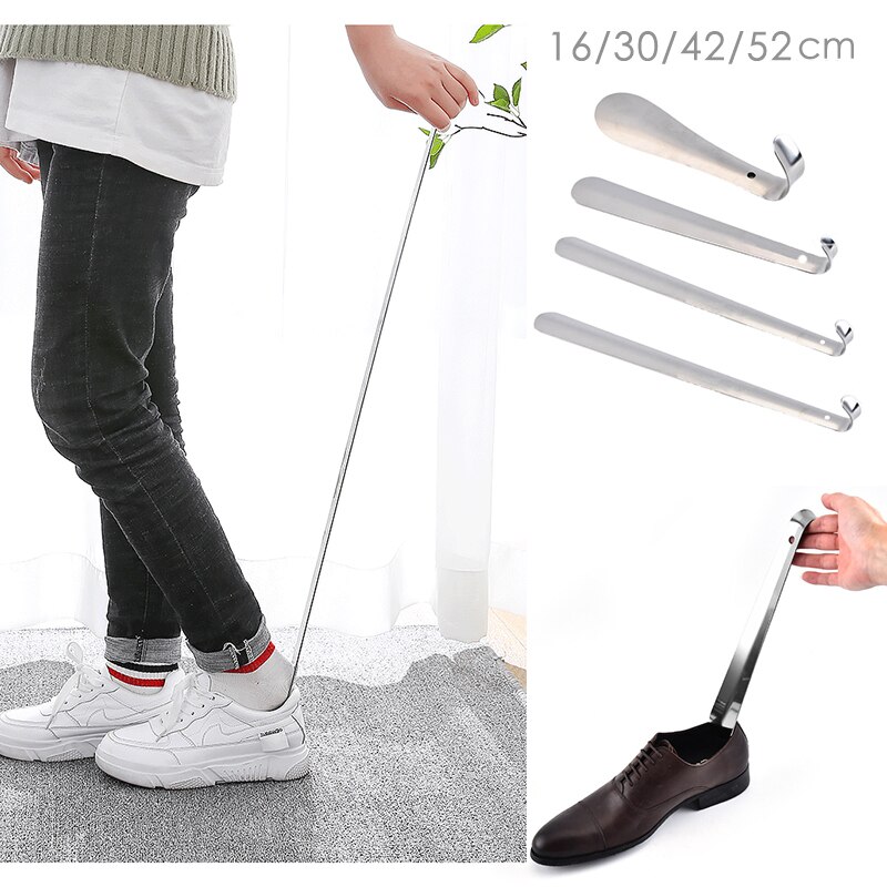 Cuerno de zapato con mango Extra largo de acero inoxidable 25 ", cuerno de zapato de Metal con mango, longitud ajustable, calzador para zapatos de mujer y hombre