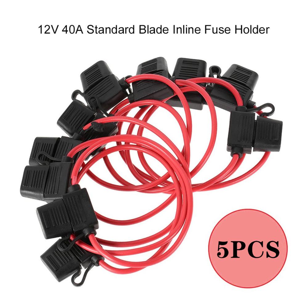 12v 40a ce standard töjor  cc2 smältbara blad inline bilsäkringshållare vattentät för bil motobike dammtätt skydd: 5 st säkringshållare