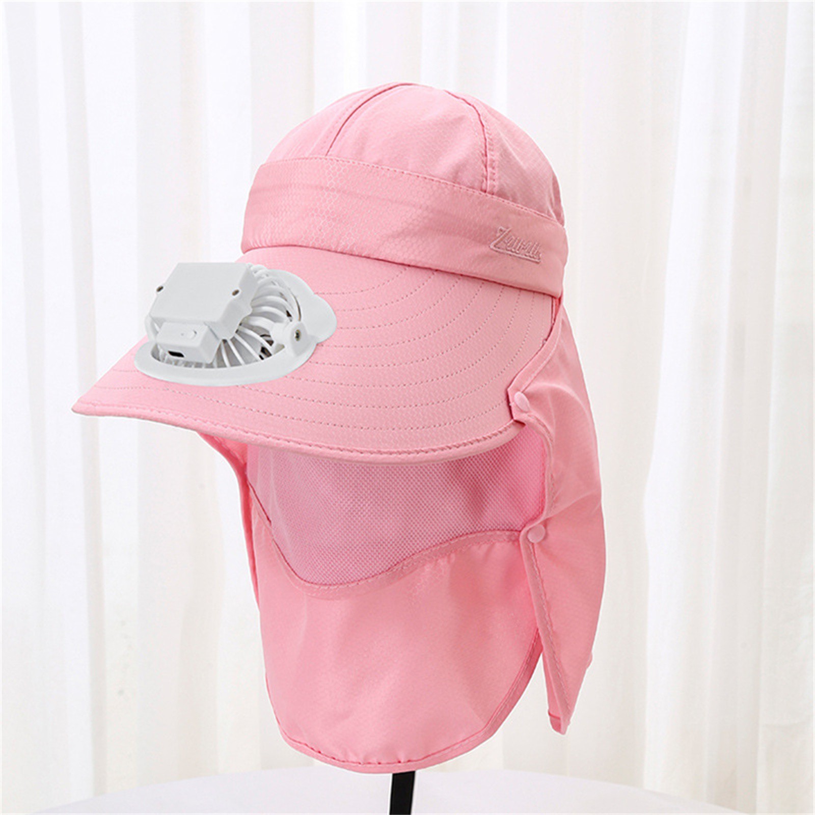 Kapelusz z wentylatorem ładowanym solarnie, robić pracy na zewnątrz, kapelusz przeciwsłoneczny, kapelusz robić zbioru owoców, kapelusz robić ogrodu herbacianego, ochrona, szklarnia, odpinany kapelusz wędkarski: Różowy