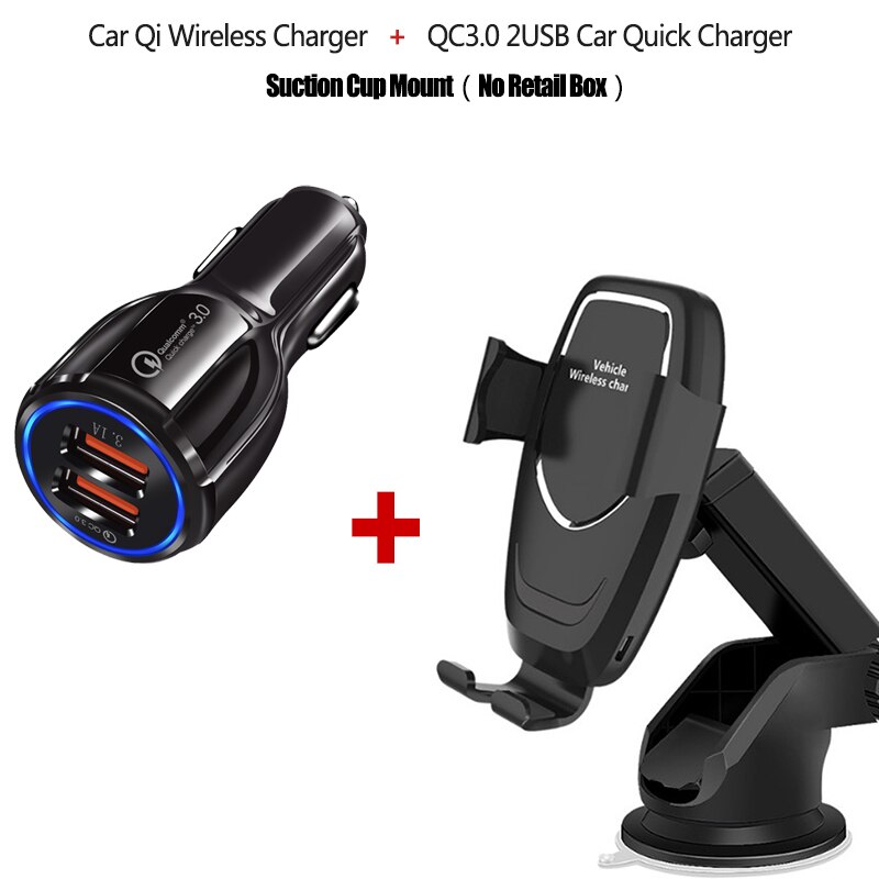 10W Car Mount Wireless Charger for iPhone 11 Pro Xs Max X 8 Quick Charger Wireless Fast Charging Car Holder for Samsung S10 S9: QC and Suction Mount