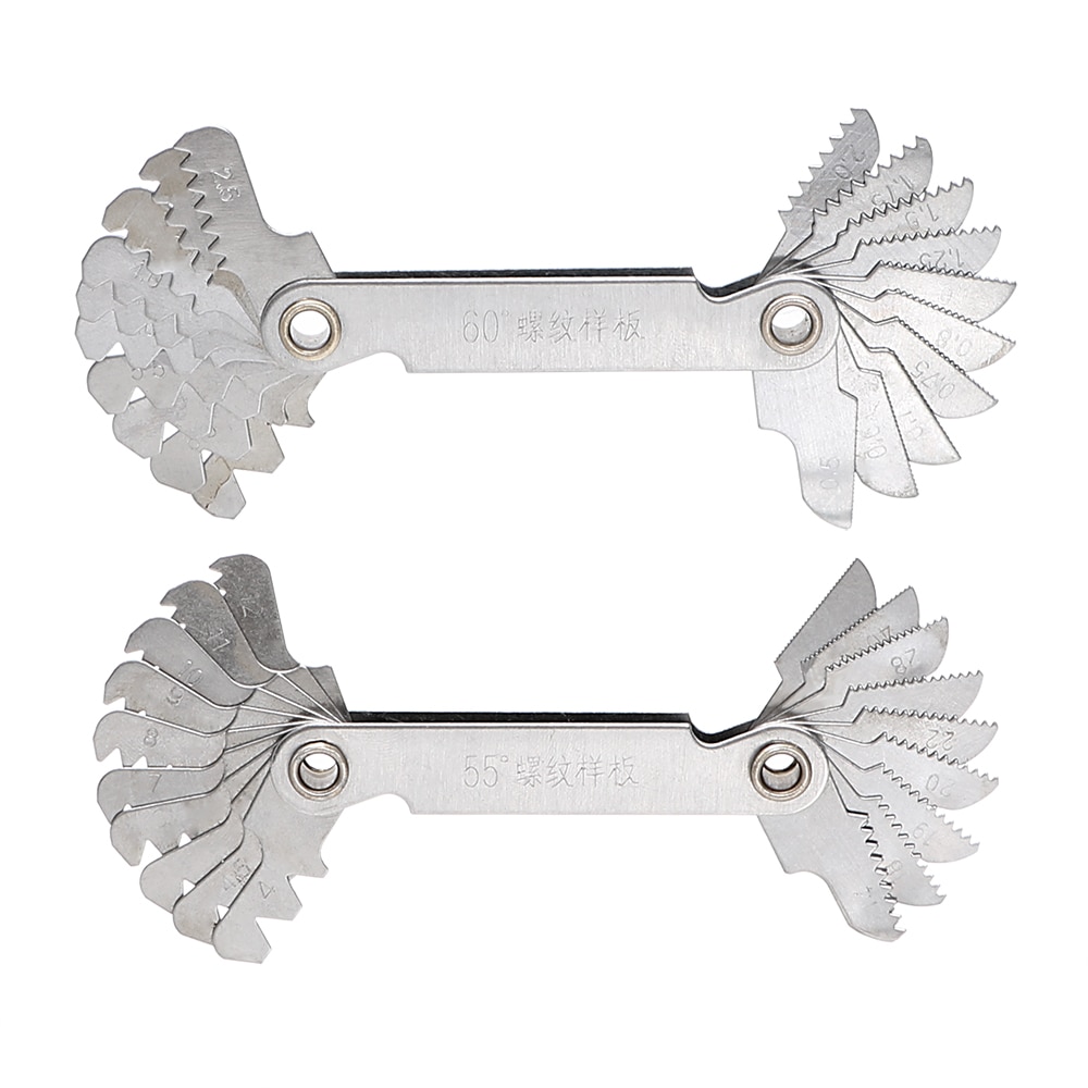 NICEYARD Metal 60 and 55 Degree Screw Thread Gage Gauge Folding 20 Blades Measuring Tool Metric & Whitworth Pitch