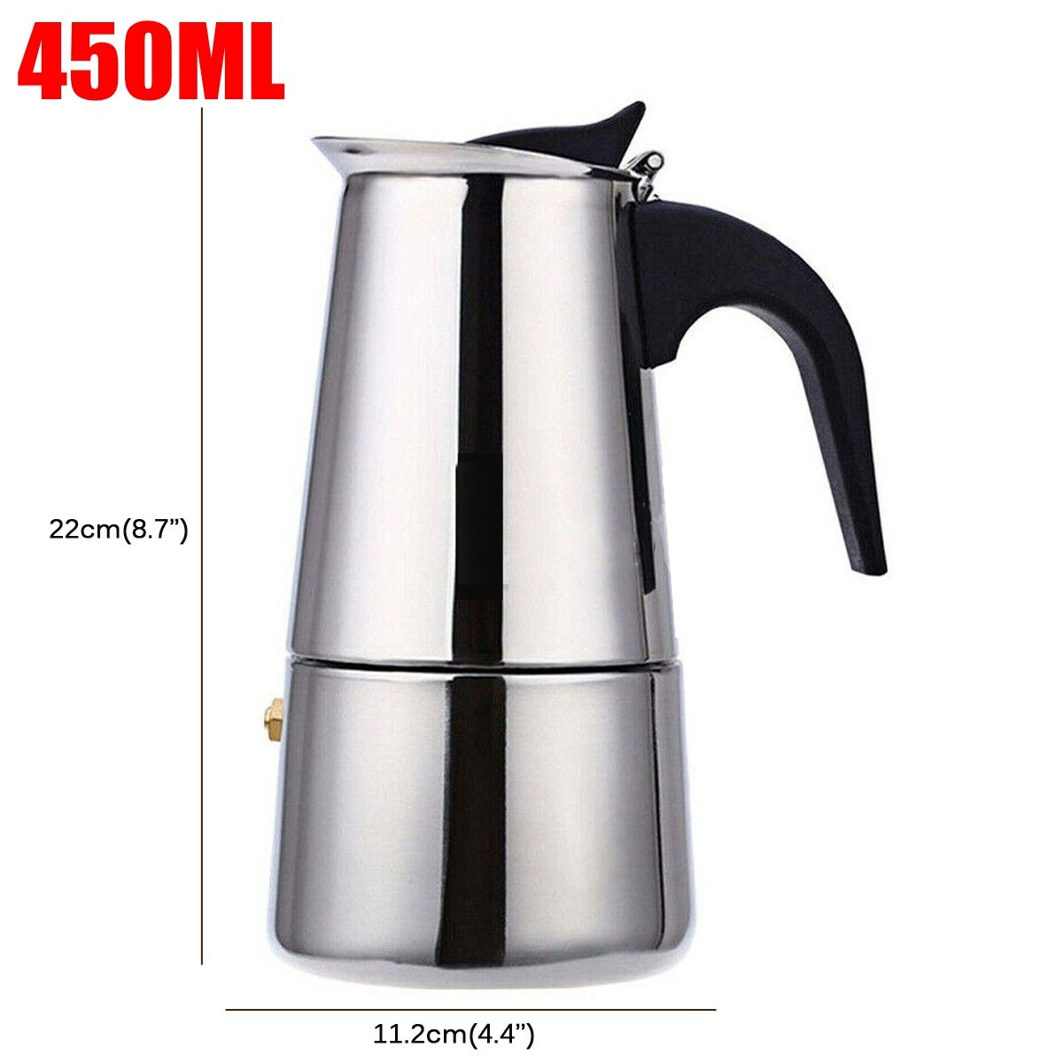 Roestvrijstalen koffiepot mokka espresso latte percolator fornuis koffiezetapparaat pot percolator drankgereedschap cafetière latte fornuis: 450ml