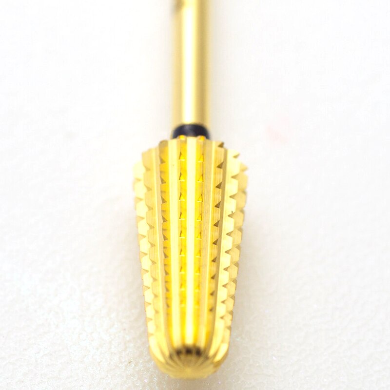 Xf-xc-brocas para manicura de uñas, brocas de taladro eléctrico de 5 vías con barril de carburo dorado, broca para uñas