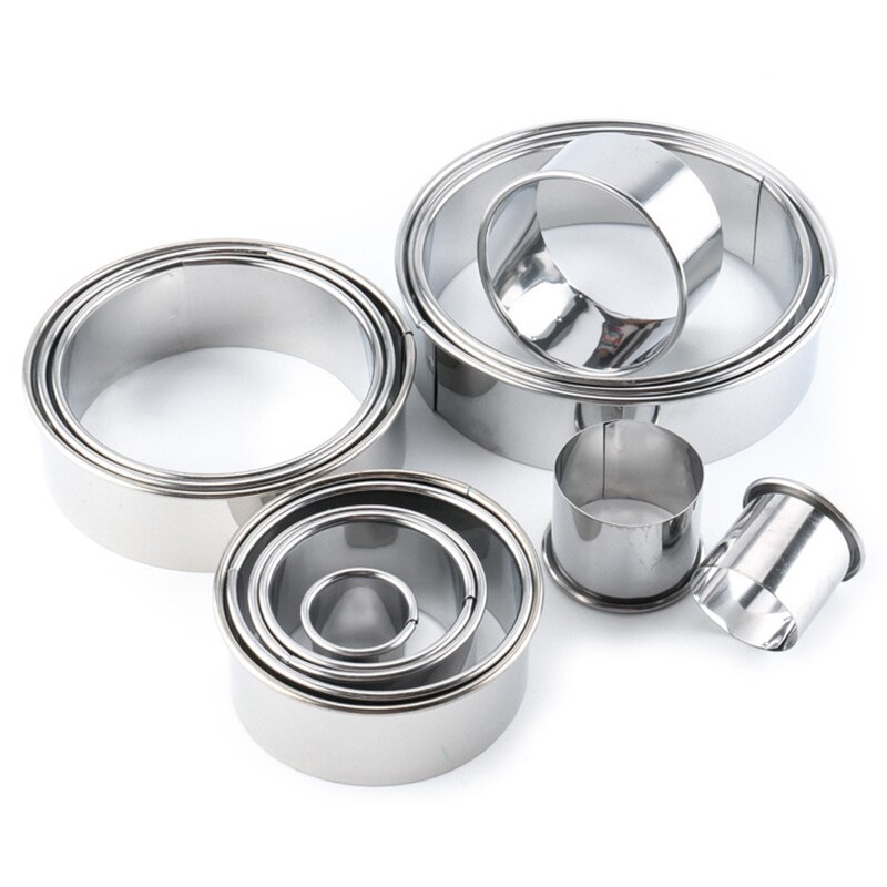 14 Stks/set Ronde Cookie Biscuit Cutter Set Rvs Mousse Cake Ring Mold Gebak Biscuit Donuts Cutter