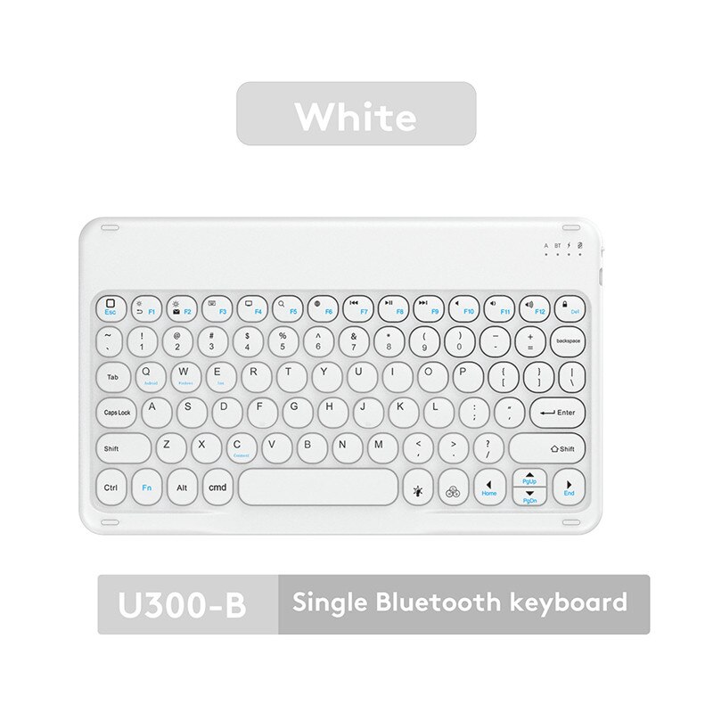 10inch Bluetooth Keyboard Mouse Russian French Arabic Spanish Teclado Keyboard for Android Samsung Windows iOS Phone Keyboard: 10inch White