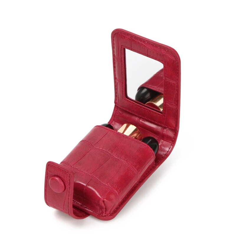 Lipstick Cosmetische Tas Met Spiegel Make-Up Tas Travel Pouch Organizer Pu Lederen Draagbare Beauty Case Toolbox Kleine Opslag Gevallen