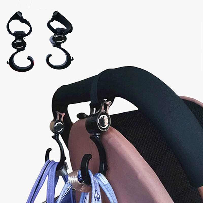 Colgador para bolsa de bebé, ganchos para cochecito, gira 360 grados, accesorios para carrito, 2 uds.