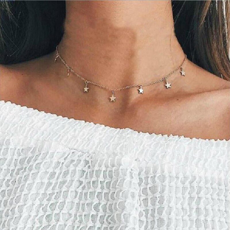 Tocona Bohemen Ster Hanger Chokers Kettingen Voor Vrouwen Mode Goud Zilver Kleur Legering Boorden Ketting Statement Sieraden 5868