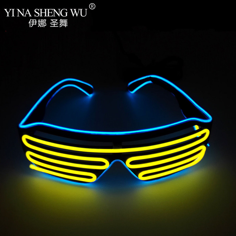 Men Glowing Tie EL Wire Neon LED Luminous Tie Glasses Cosplay Party Haloween Christmas Luminous Light Up DJ Bar Club Stage Prop: black