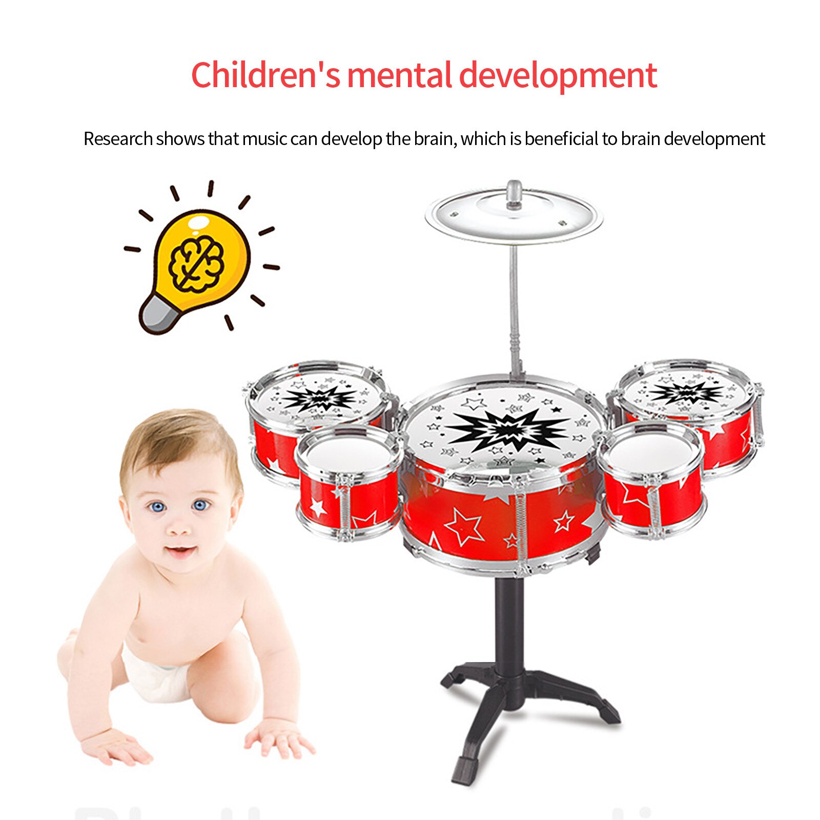 Kids Jazz Drum Set Musical Instrument Educatief Mini Band Spelen Speelgoed Met Stokken Игрушки Для Детей Percussie Voor Kids