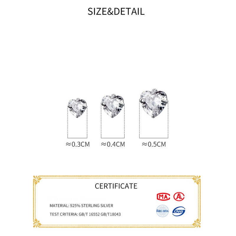 La Monada de plata 925 pendientes corazón minimalista de Plata de Ley 925 pendientes de varilla para mujer 925 Plata joyería de mujer pendientes