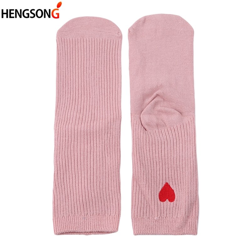 Calzini Cotone Donna - Ricamo Motivo Cuore Bianco - Yoga Fitness - Corti