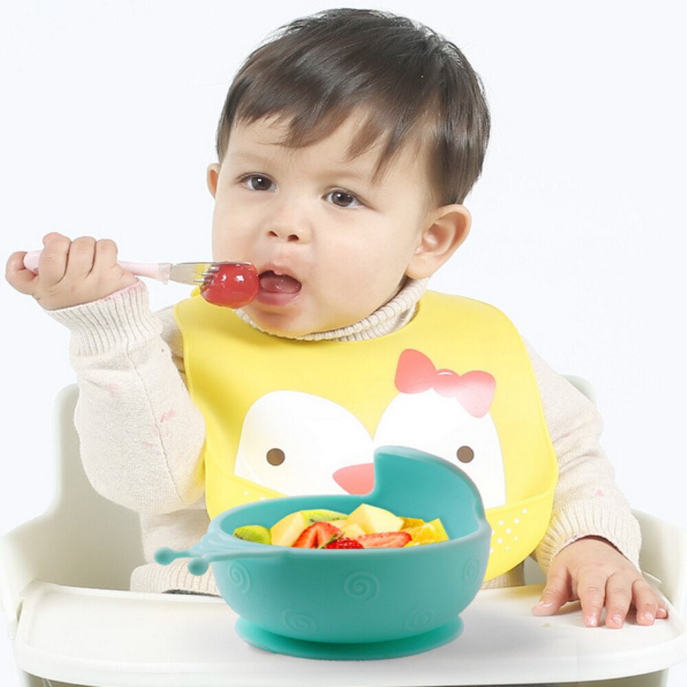 Bol alimentaire en Silicone Anti-chute pour bébé, bol à ventouse, vaisselle pour enfants, alimentation pour bébé sans BPA, bol d'escargot à joint mignon