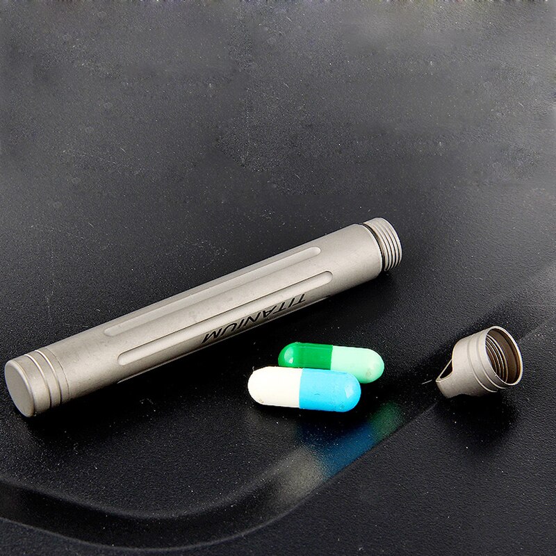 Draagbare waterdichte pillendoosjes voor buiten, pillendoosje voor buiten, titanium doosje, sleutelhanger, metalen waterdichte doos,  ta6111