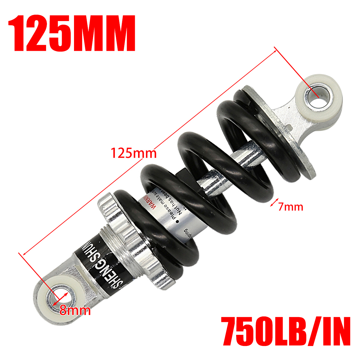 E-rower zawieszenie tylnego amortyzatora 110mm 125mm 750lbs na składana hulajnoga 49cc motorynka mini ATV skuter elektryczny wioślarz: 125MM 750LB biały