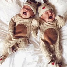 0-18m søde nyfødte baby dreng sæt baby pige xmas hjorte tegneserie jumpsuits små footies hat outfits 2 stk tøj