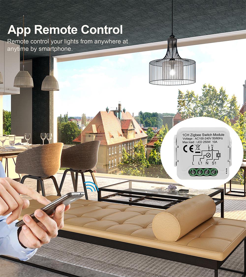 Tuya Zigbee Smart Light Switch Module,1/2/3/4 Gang Automation DIY Breaker 2 Ways Control Work with Alexa Google Home