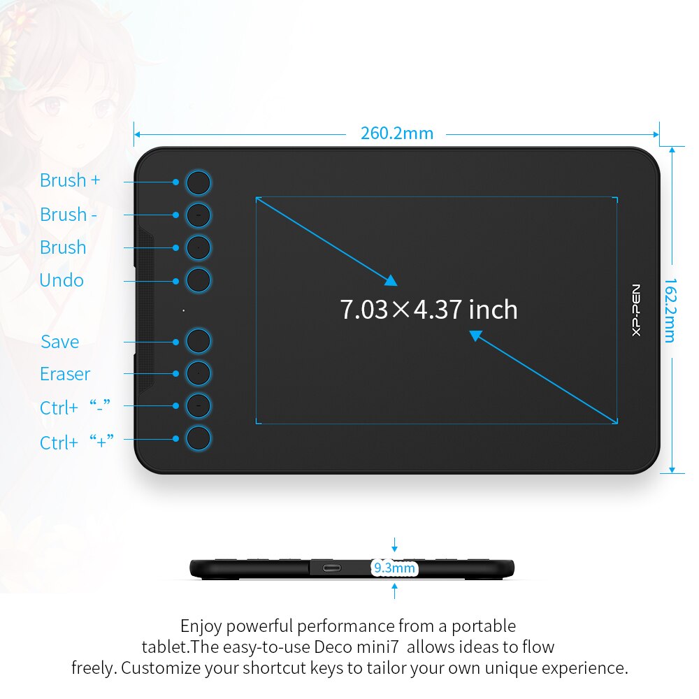 XP-PEN Digital Tablets Battery-free 8192 Levels Graphic Tablet Deco 01 Mini Version 7*4 inch Tilt Support Android mac Windows