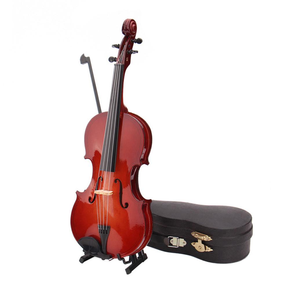 Mini Viool Model Miniatuur Klassieke Viool Replica Decoratie Display Mini Muziekinstrument Ornamenten Met Stand Case