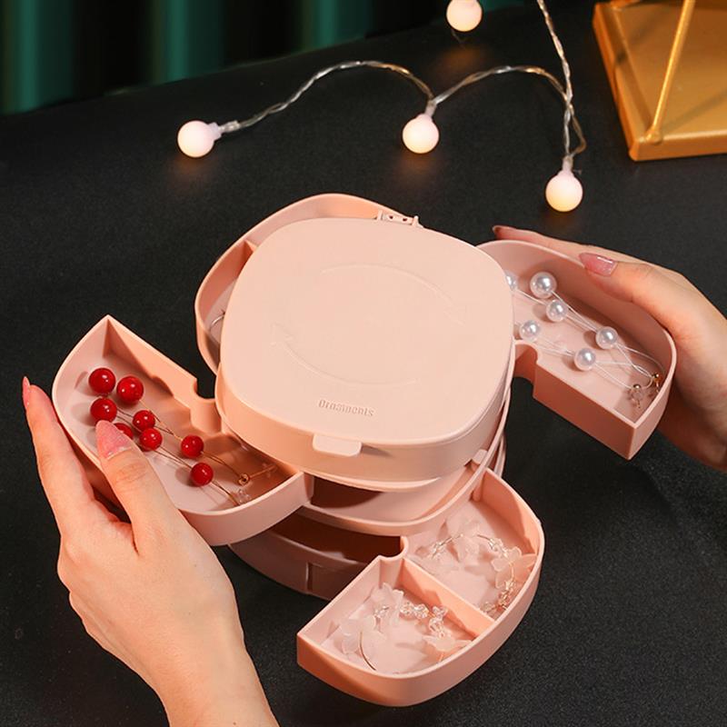 Rotating Jewelry Box Multi Layer Jewelry Organizer Functional Earrings Necklace Ring Classification Storage Organizer
