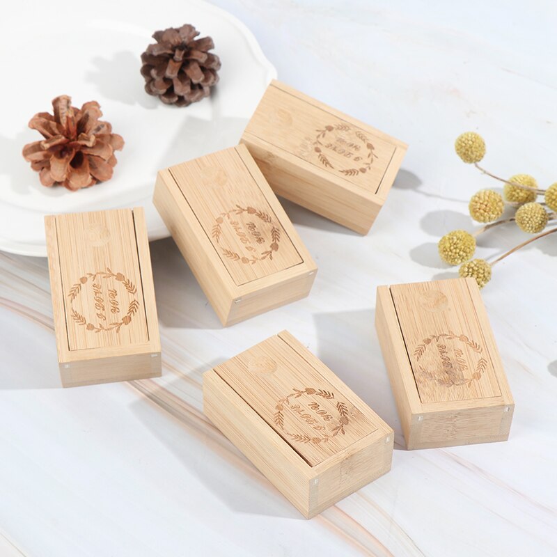 Natural Bamboo Box Organizer Wooden Storage Box Card Packaging Case
