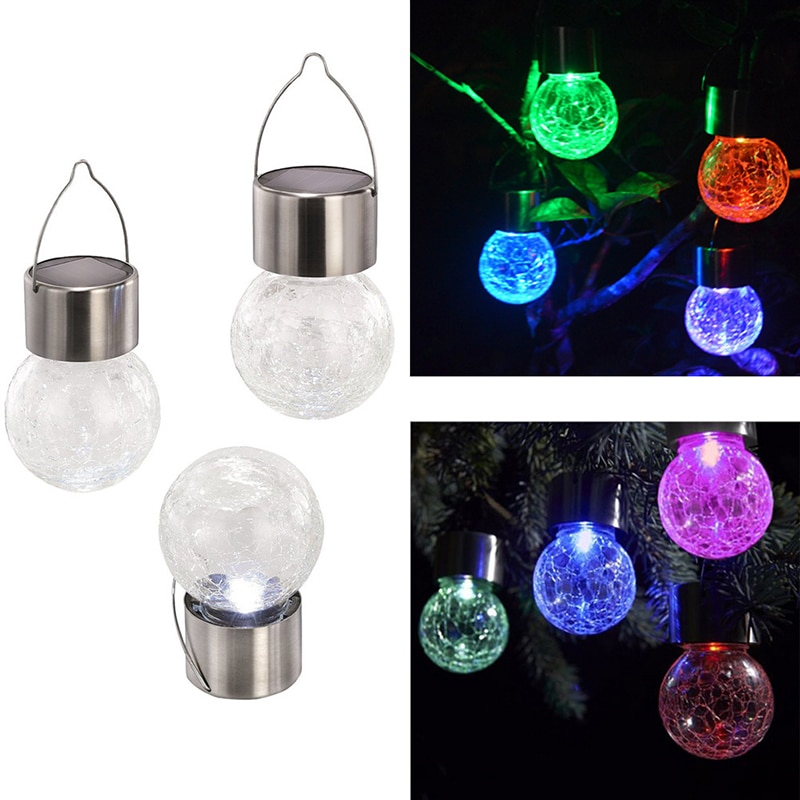 Solar Licht Lantaarn Outdoor Tuin Lamp Glas Crack Bal Kroonluchter Gazon Tuin Licht Christmas Party Kerstboom Decoratie