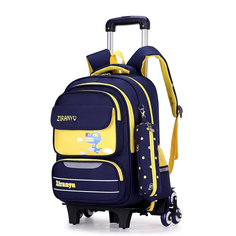 Ziranyu waterdichte afneembare kinderschooltassen met 2/6 wielen, trap kindertrolley, schooltas, boekentassen, jongens- en meisjesrugzak: Dd313006ye