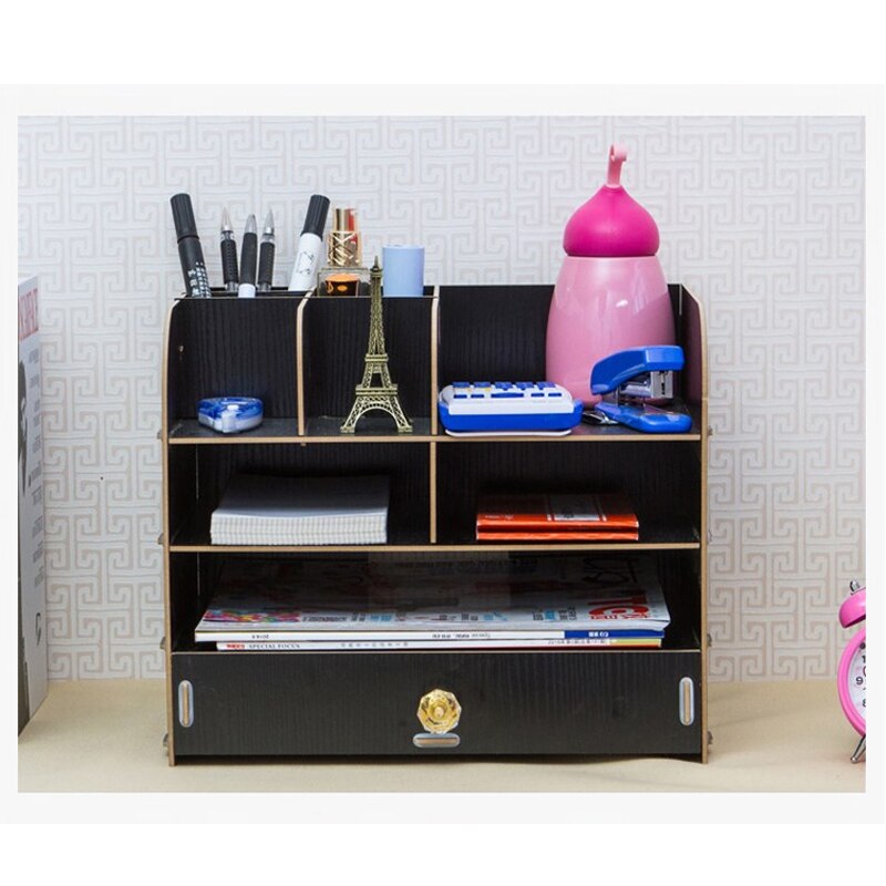 Desktop Office Storage Box Filing Sundry Storage Shelving Desk Bookshelf File Rack Large Wood