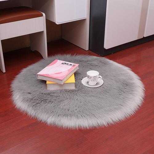 Tapis rond simple et moelleux, 50cm, pour chambre à coucher: Gris clair