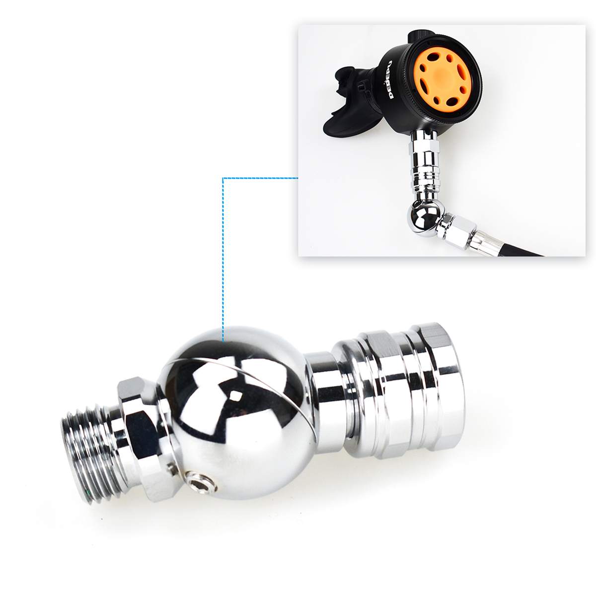 Underwater Diving Valve Swivel Connector Diving Equipment 360 Swivel Adapter Joint For Diving Secondary Valve Head Regulator