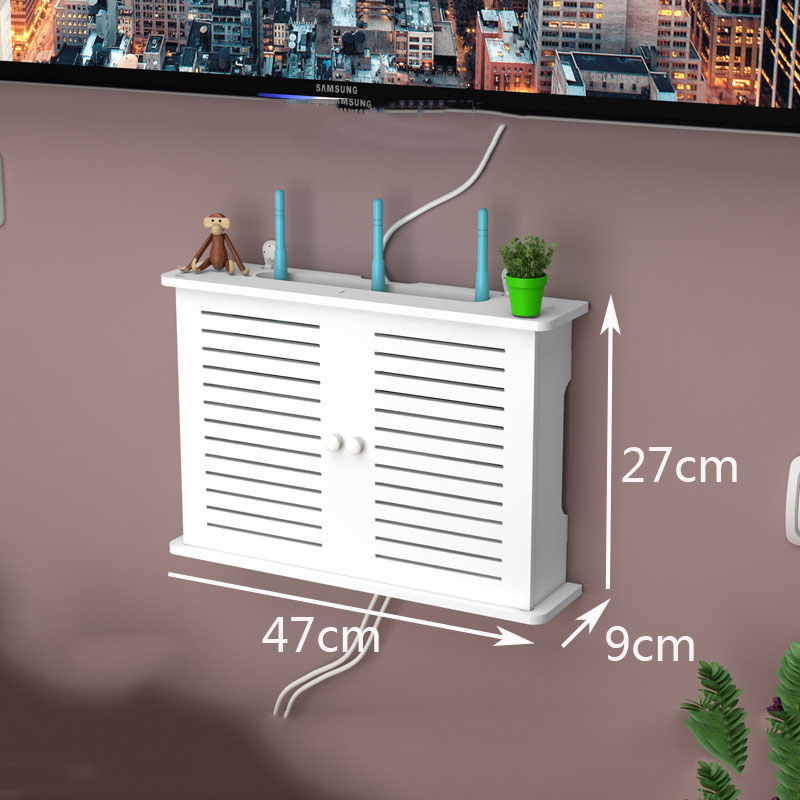 Storage Box Wireless Wifi Router Wall Hanging Plug Board Bracket Cable Organizer Livingroom Wood PVC Panel Shelf DIY Home Decor: Yellow