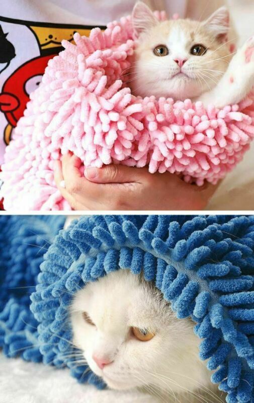 2 Colors Pet Dog Cat Grooming Drying Towel Absorbent Bath Shower Wash Cleaning Tools Home Hanging Pet Towels