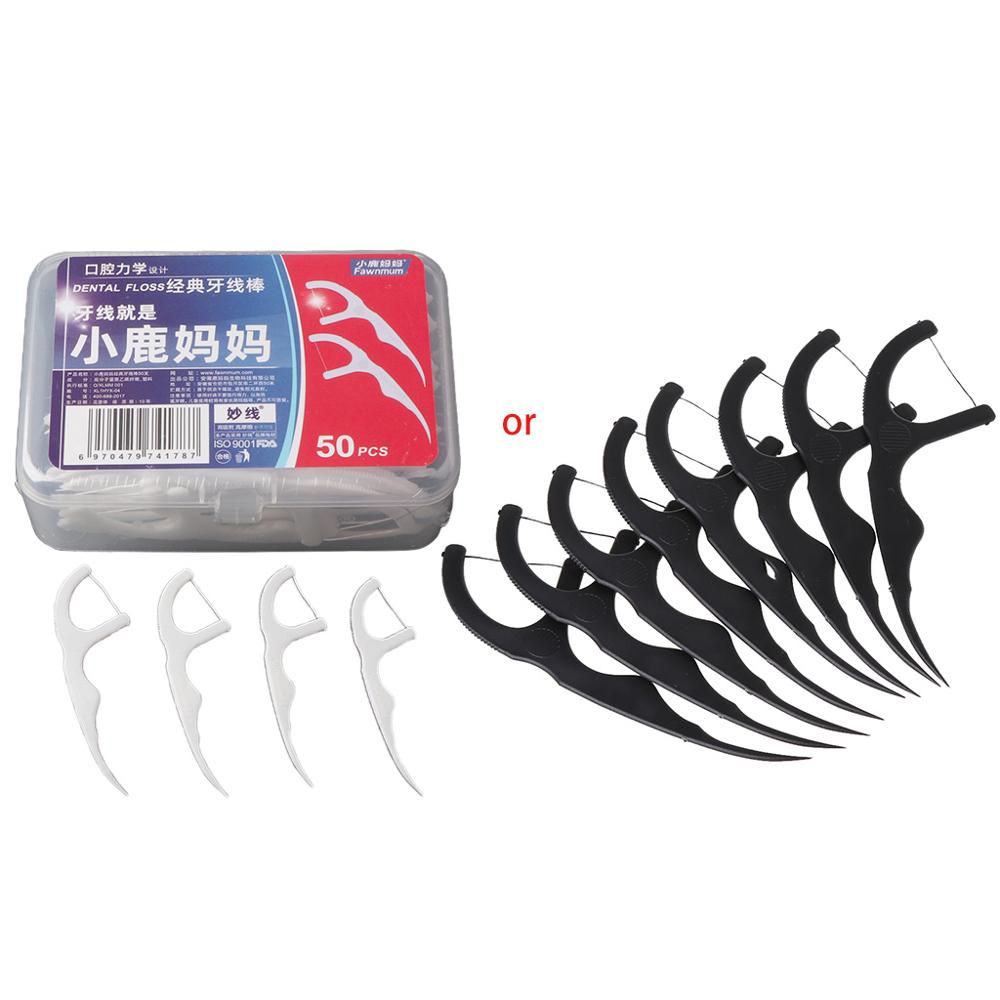 50pz carbone di bambù filo interdentale denti stuzzicadenti bastone cura orale dente pulito