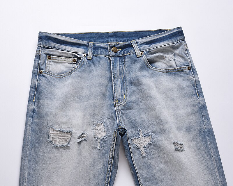 Japanse Retro Gat Gescheurd Gewassen Heren Jeans Denim Broek Rechte Oversized Baggy Streetwear Jeans Broek