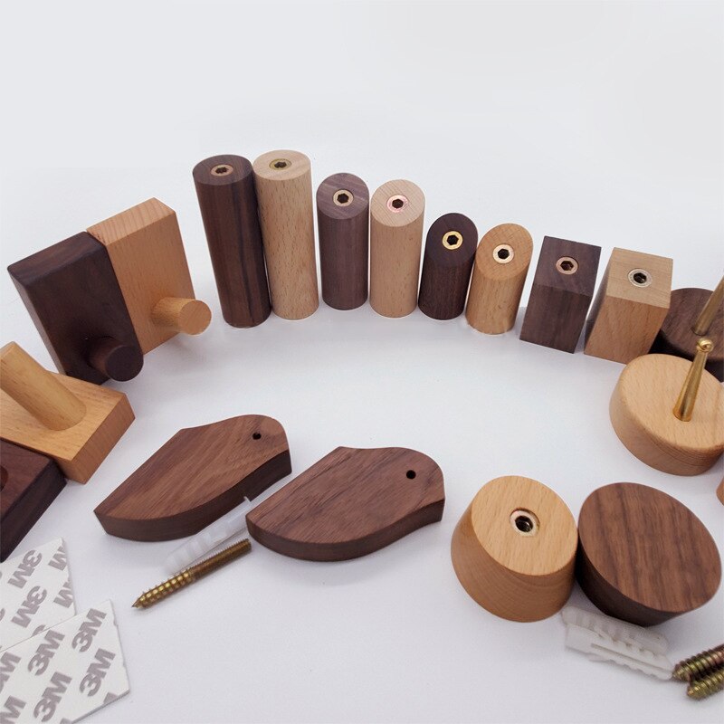 1 stk massivt træ håndklæde knage væg dekorative kroge håndklædeholder single organizer bøjler multifunktionelle kroge